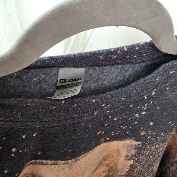 Upcycled Custom Pin Up Bolt Sweatshirt Size Medium Gray Americana Bleach Dye - Picture 3 of 9